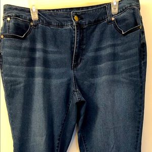 CJ Banks Jeans with Red Plaid Cuff SZ 16W